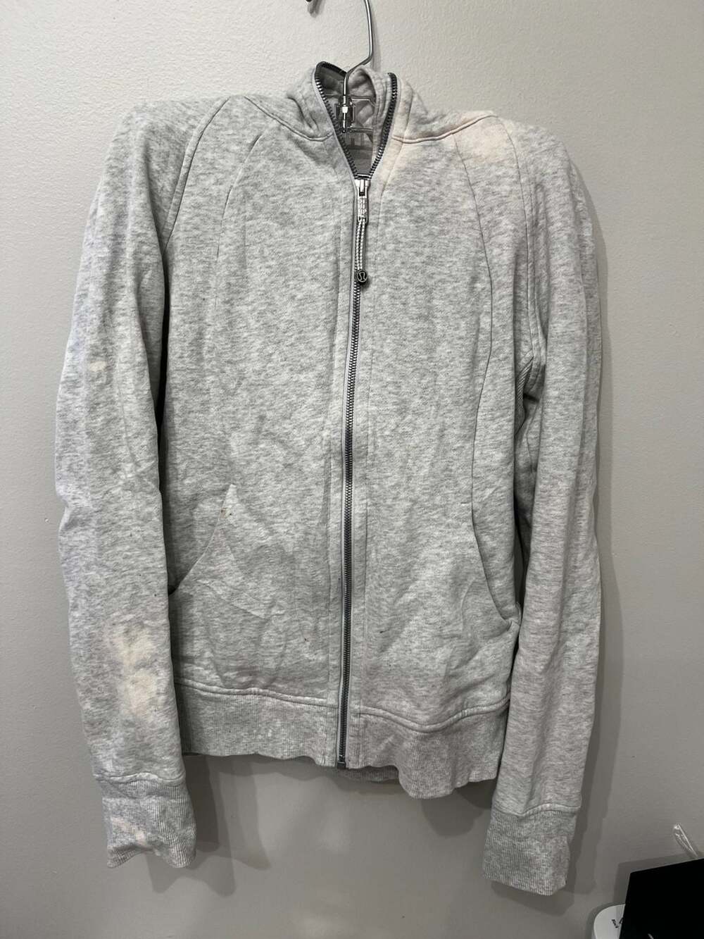 Lululemon Scuba Full Zip Hoodie Gray Bleach Stains